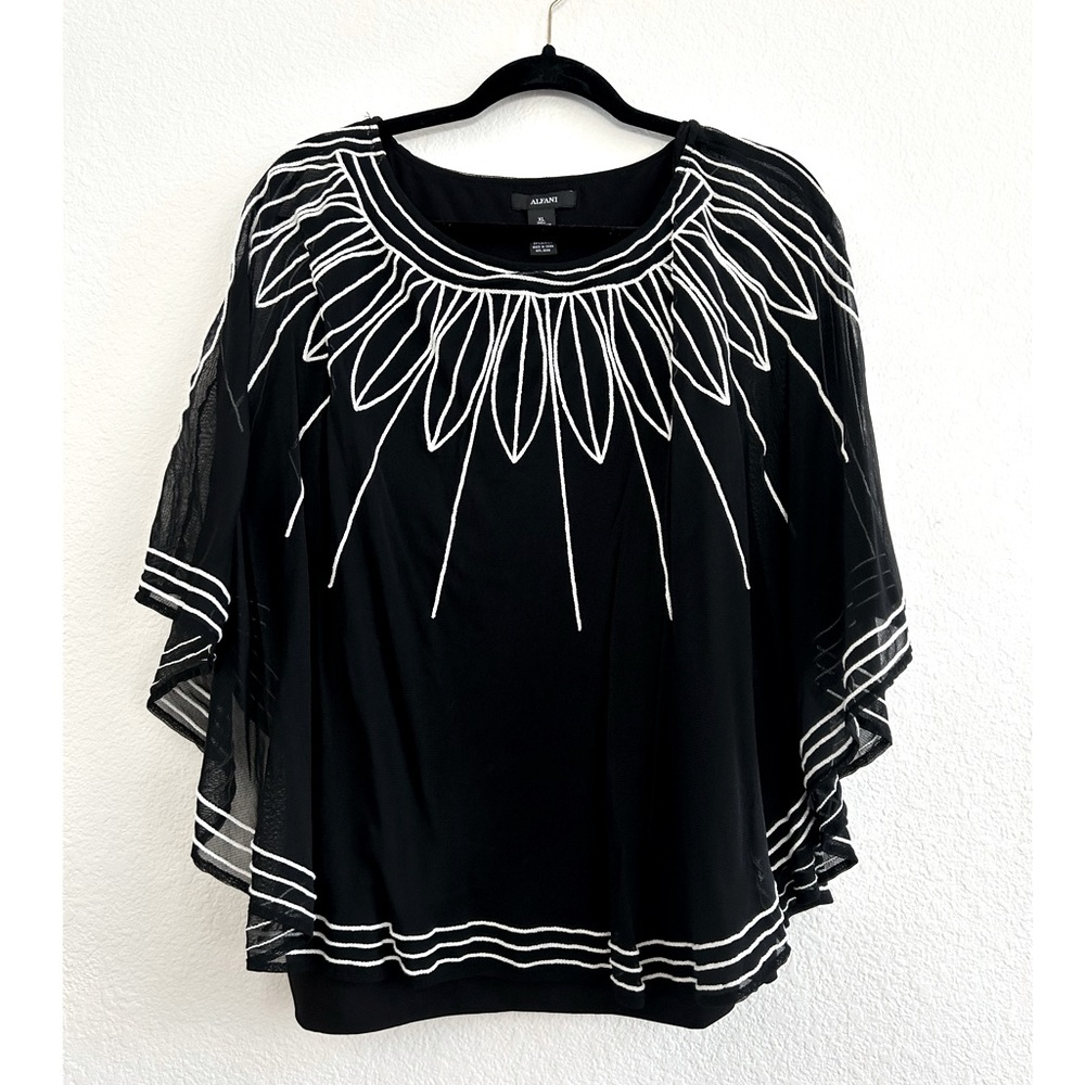 Alfani Women’s Sheer Flowing Embroidered Blouse with Built-in Cami
